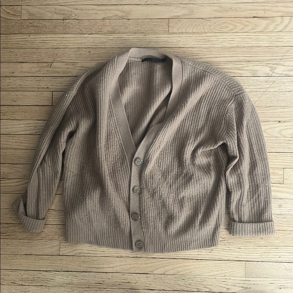 Jenni Kayne Tan Ribbed Cardigan Sweater